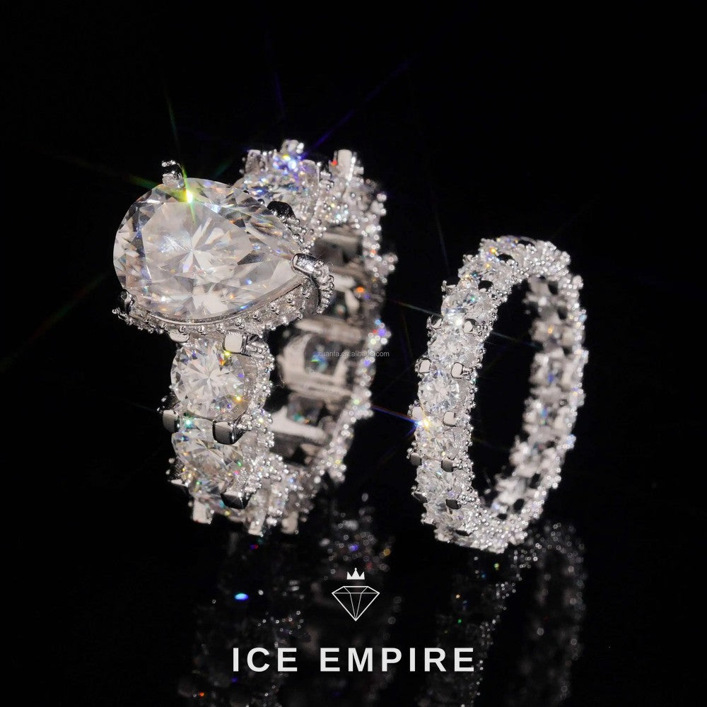 Iced Out Rose Gold Plated Moissanite Engagement Ring