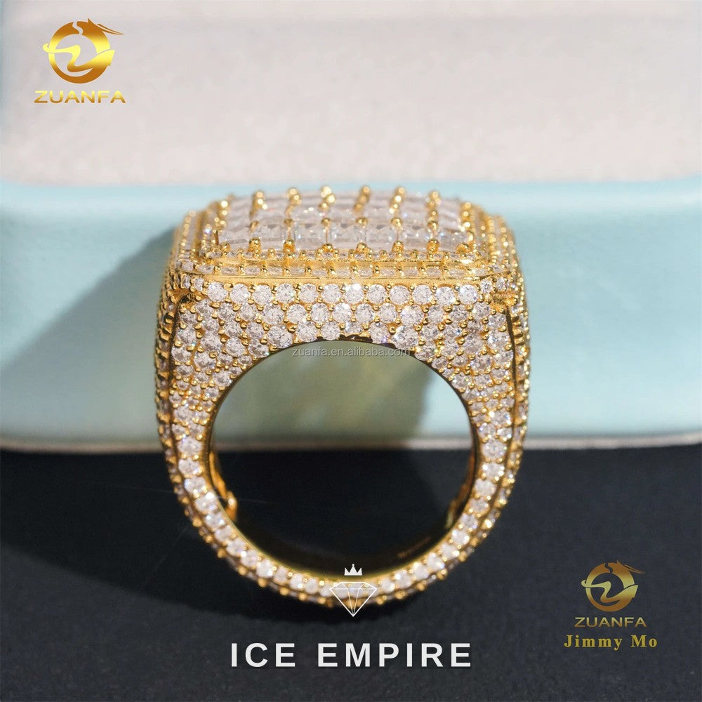 Iced Out Baguette 925 Silver Moissanite Ring