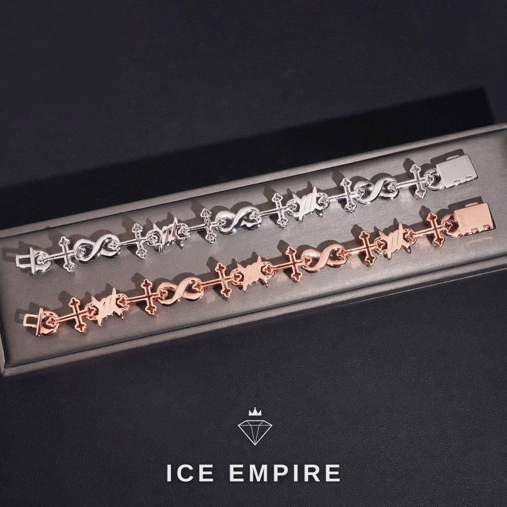 Iced Out Cross Rose Gold Plated Moissanite Cuban Chain
