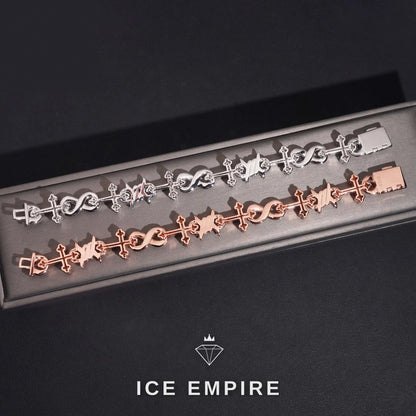 Iced Out Cross Rose Gold Plated Moissanite Cuban Chain