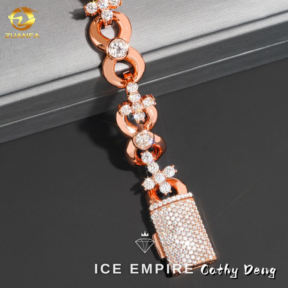 Iced Out Cross 925 Silver Moissanite Cuban Chain