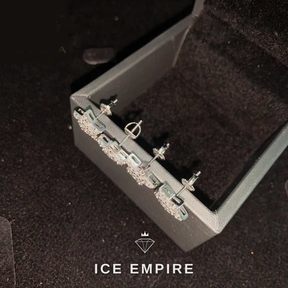 Iced Out Baguette 925 Silver Moissanite Stud Earrings
