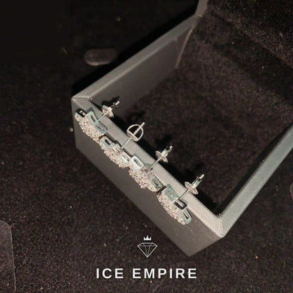 Iced Out Baguette 925 Silver Moissanite Stud Earrings