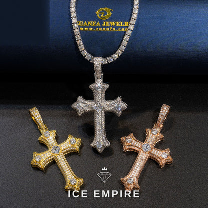 Iced Out Cross 925 Silver Moissanite Pendant