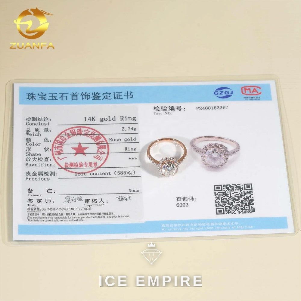 Iced Out Rose Gold Moissanite Engagement Ring
