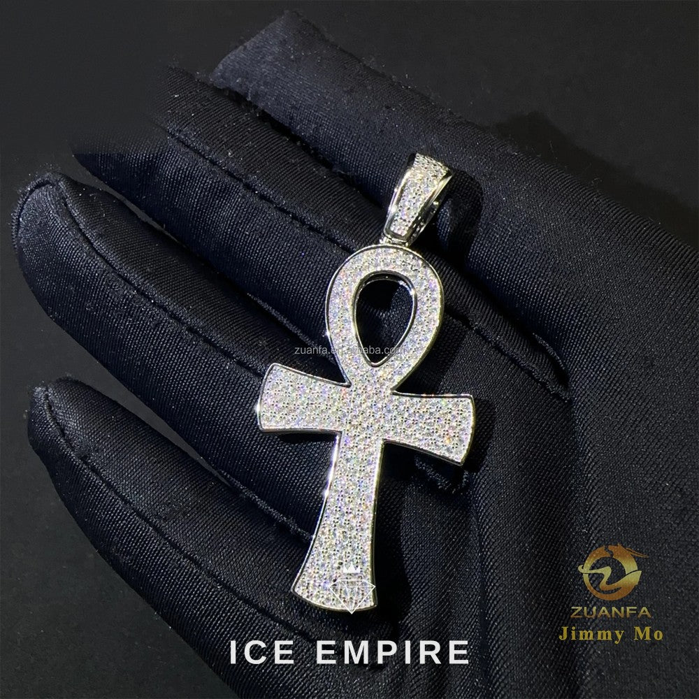 Iced Out Cross 925 Silver Pendant
