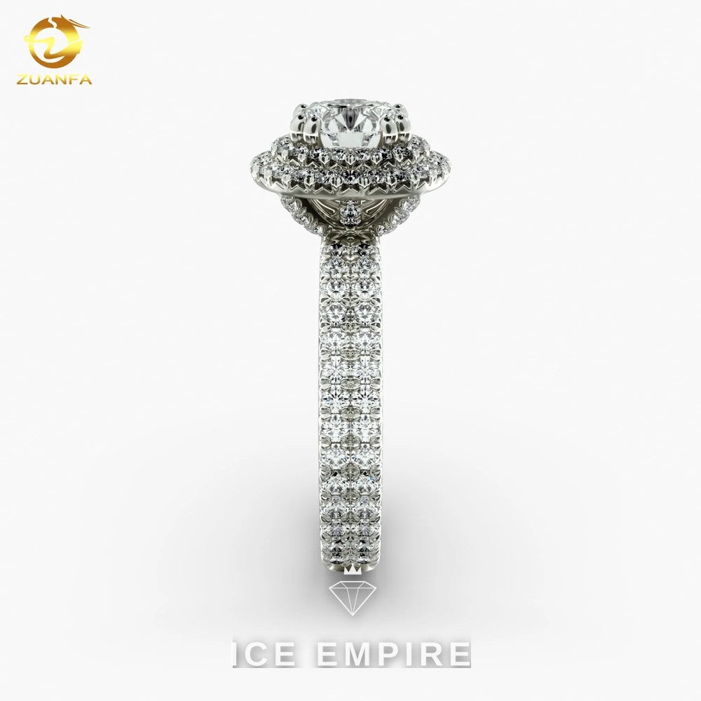 Iced Out 14K Gold Moissanite Engagement Ring