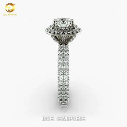 Iced Out 14K Gold Moissanite Engagement Ring