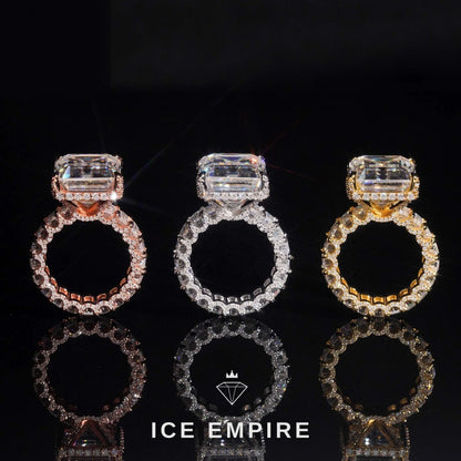 Iced Out Rose Gold Plated Moissanite Engagement Ring