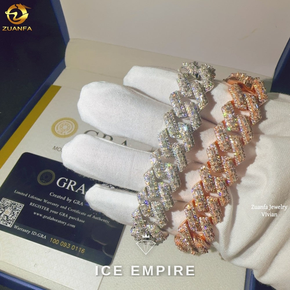 Iced Out 925 Silver Moissanite Cuban Chain