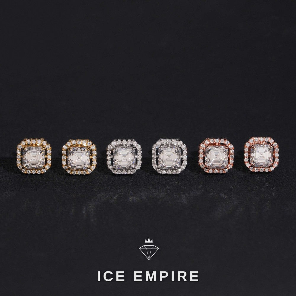 Iced Out Cluster Gold Plated Moissanite Stud Earrings
