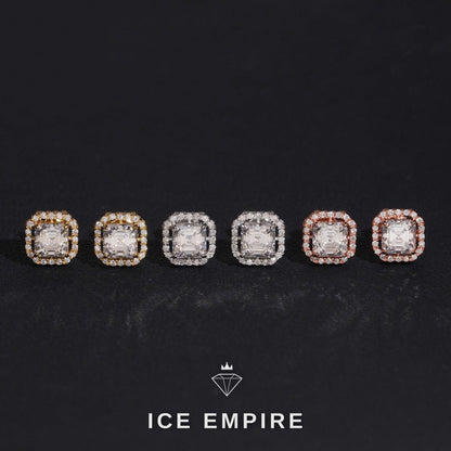 Iced Out Cluster Gold Plated Moissanite Stud Earrings