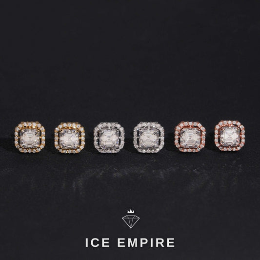 Iced Out Cluster Gold Plated Moissanite Stud Earrings