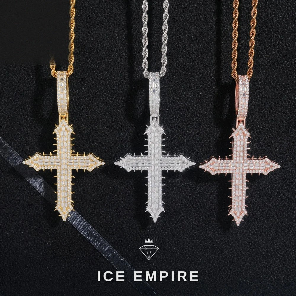 Iced Out Baguette Rose Gold Plated Moissanite Pendant