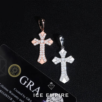 Iced Out Cross 925 Silver Pendant