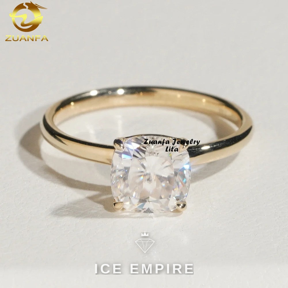 Iced Out 14K Gold Moissanite Engagement Ring