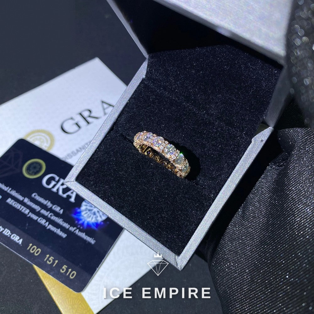 Iced Out Rose Gold Moissanite Ring