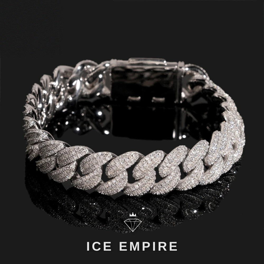 Iced Out Baguette Rose Gold Plated Moissanite Cuban Chain
