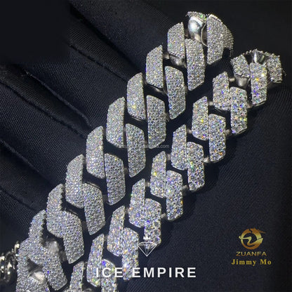Iced Out 925 Silver Moissanite Cuban Chain