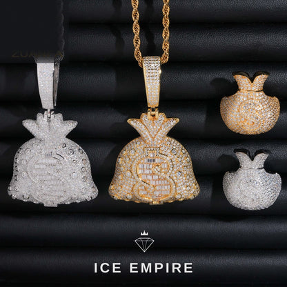 Iced Out Baguette 925 Silver Pendant