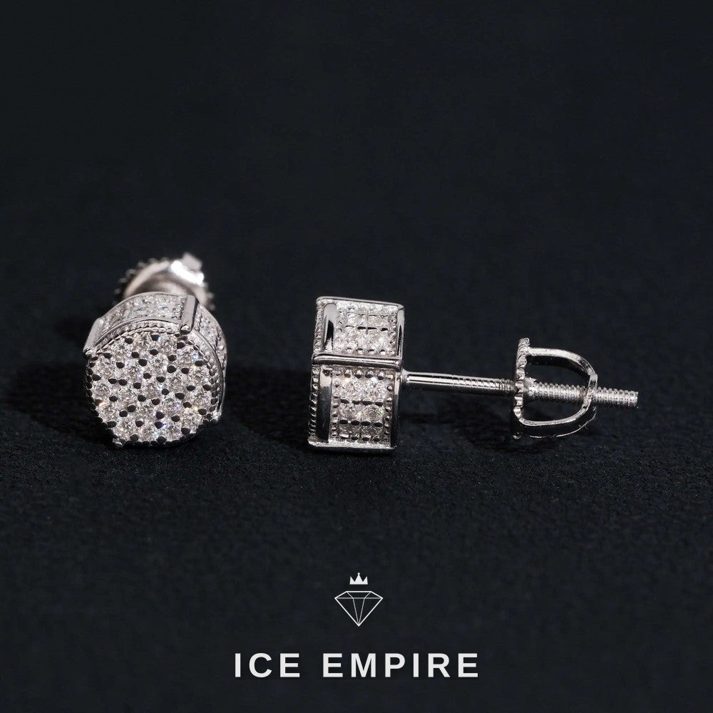 Iced Out 925 Silver Moissanite Stud Earrings
