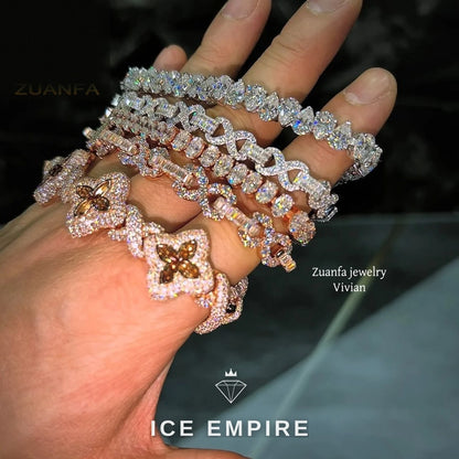 Iced Out 925 Silver Moissanite Tennis Chain