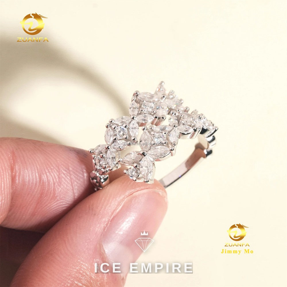 Iced Out 925 Silver Moissanite Ring