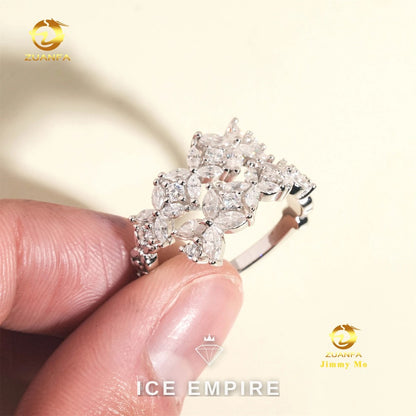 Iced Out 925 Silver Moissanite Ring