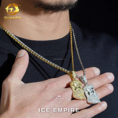 Iced Out 14K Gold Moissanite Pendant