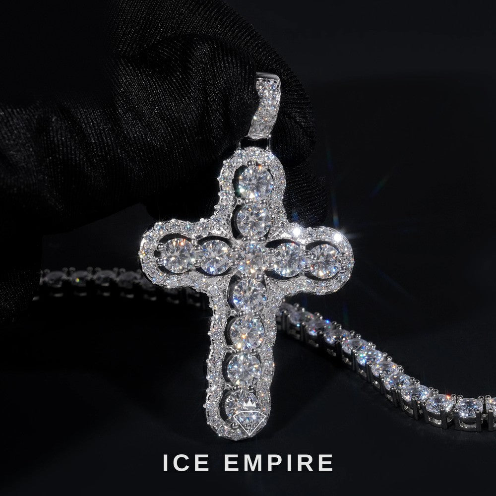 Iced Out Cross 925 Silver Pendant