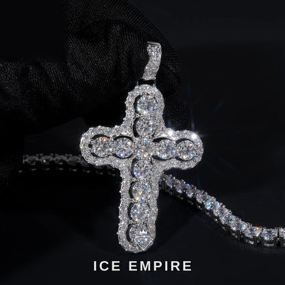 Iced Out Cross 925 Silver Pendant