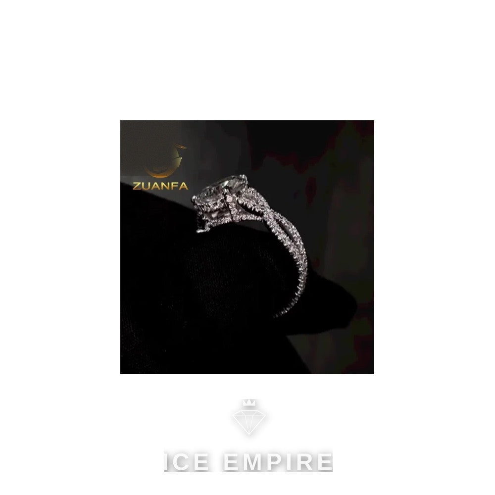 Iced Out 10K Gold Moissanite Engagement Ring