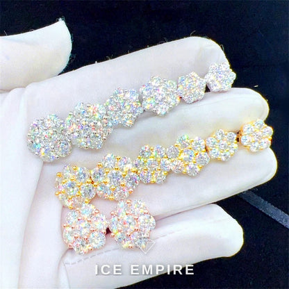 Iced Out 925 Silver Moissanite Stud Earrings