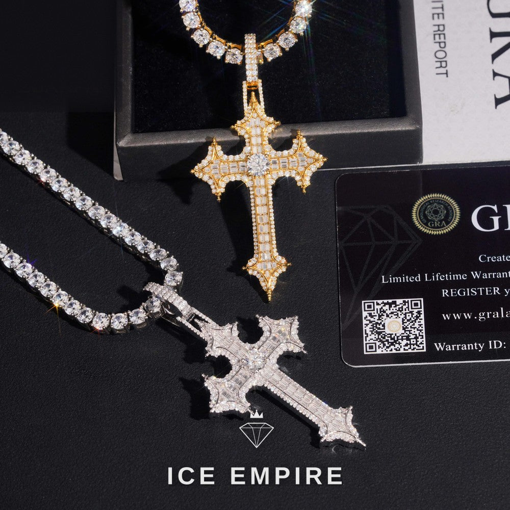 Iced Out Baguette 925 Silver Pendant