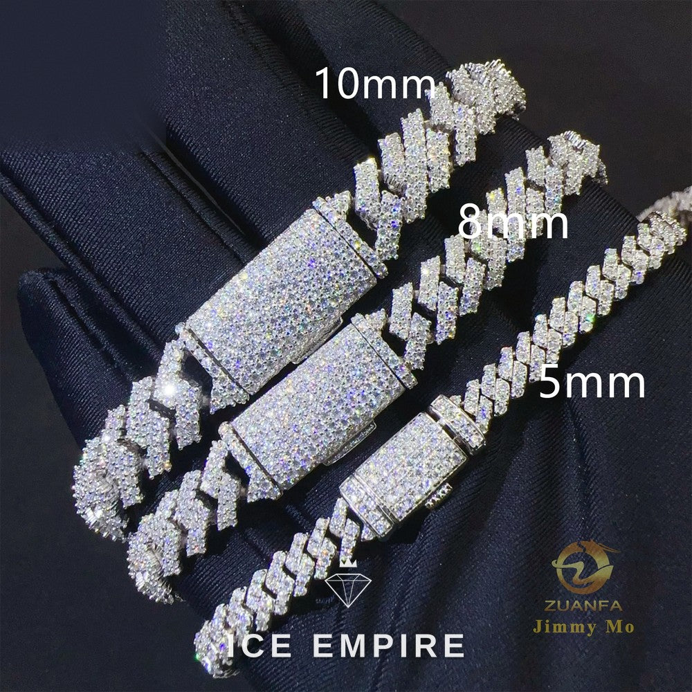 Iced Out 925 Silver Moissanite Cuban Chain