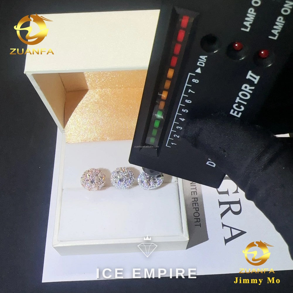 Iced Out 925 Silver Moissanite Stud Earrings