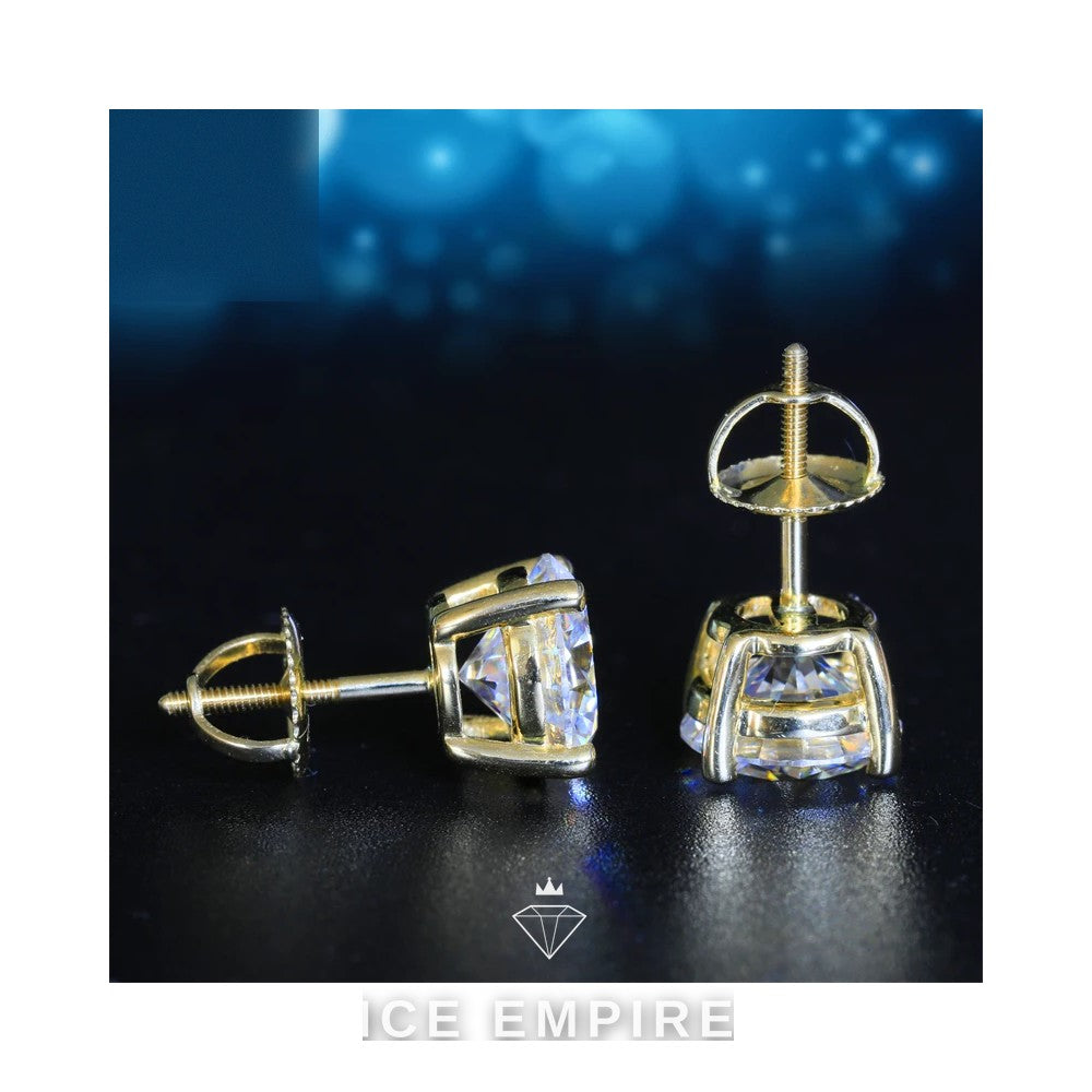 Iced Out Rose Gold Plated Moissanite Stud Earrings
