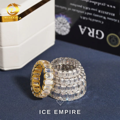 Iced Out 925 Silver Moissanite Engagement Ring