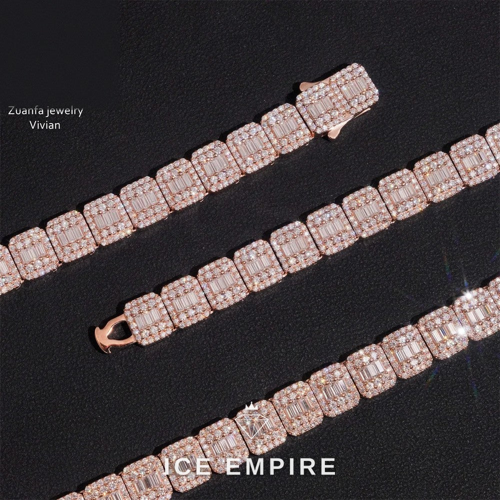 Iced Out Rose Gold Plated Moissanite Cuban Chain