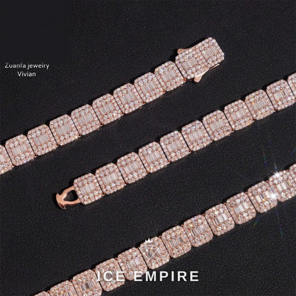 Iced Out Rose Gold Plated Moissanite Cuban Chain