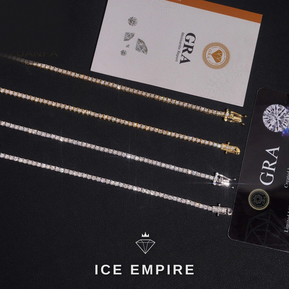 Iced Out 925 Silver Moissanite Tennis Chain