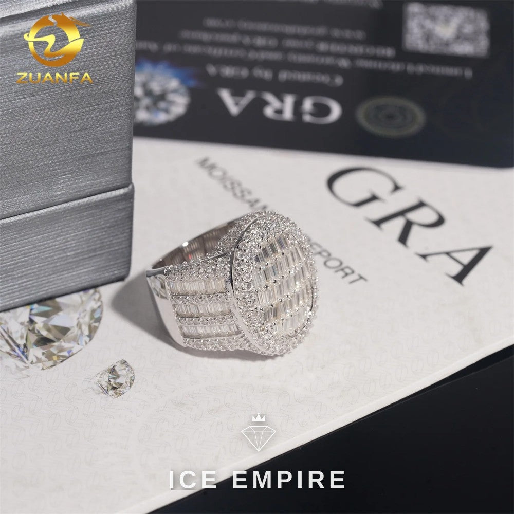 Iced Out Baguette 925 Silver Moissanite Ring