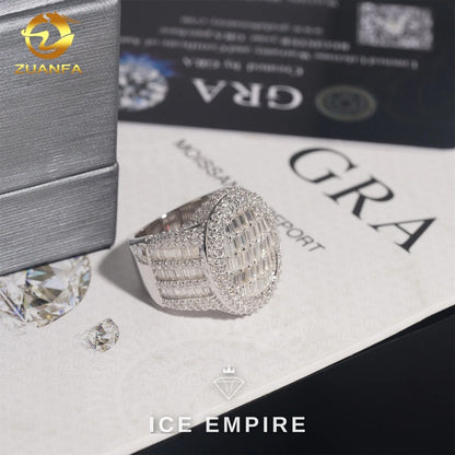Iced Out Baguette 925 Silver Moissanite Ring