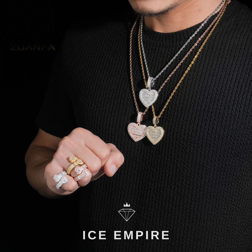 Iced Out Baguette Rose Gold Plated Moissanite Pendant
