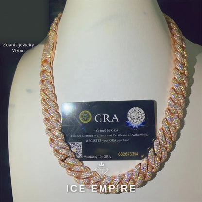 Iced Out Rose Gold Plated Moissanite Cuban Chain