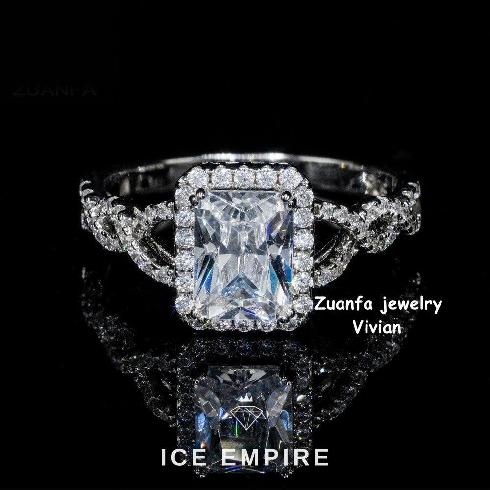 Iced Out 925 Silver Moissanite Ring