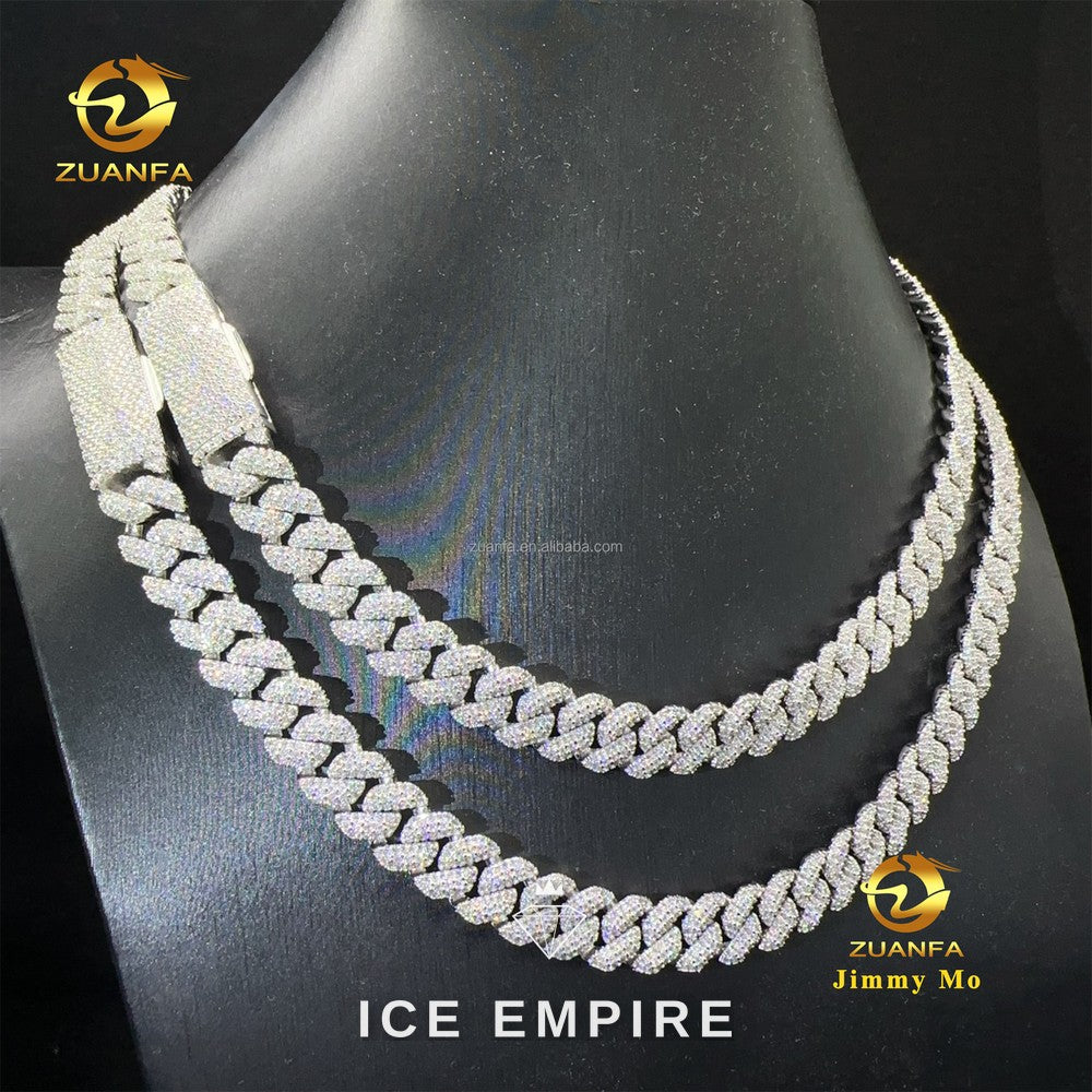 Iced Out 925 Silver Moissanite Cuban Chain
