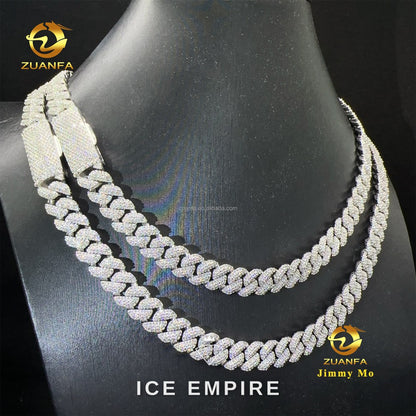 Iced Out 925 Silver Moissanite Cuban Chain