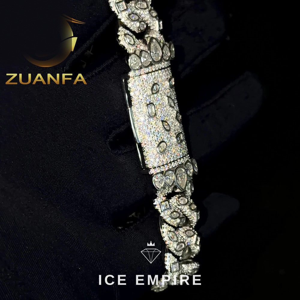 Iced Out 925 Silver Moissanite Cuban Chain