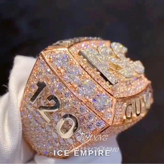 Iced Out 14K Gold Moissanite Ring